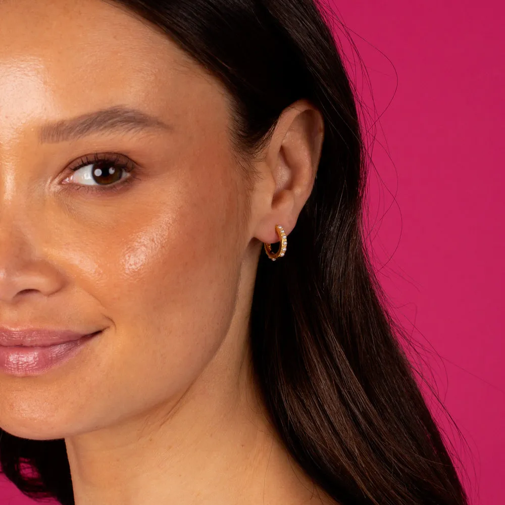 Pearl Huggie Earring sold by Adina Eden's product image thumbnail 2