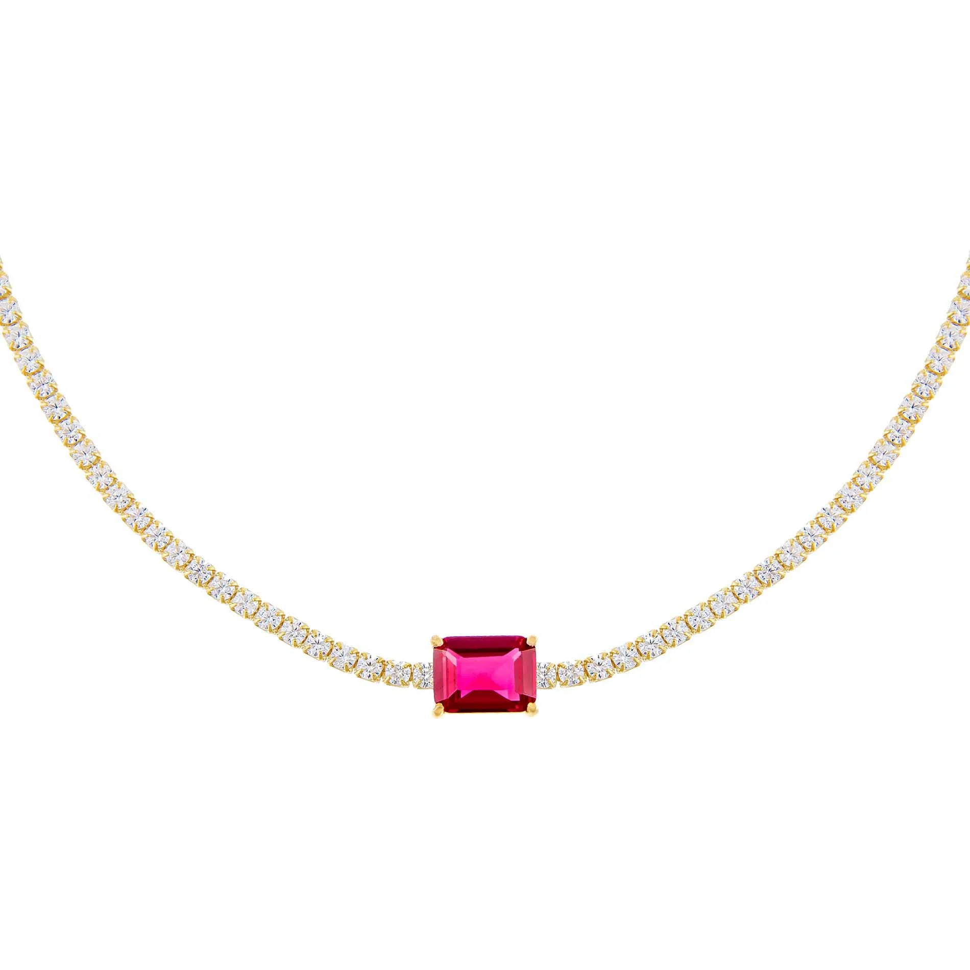 CZ Colored Baguette Tennis Choker sold by Adina Eden's product image thumbnail 5