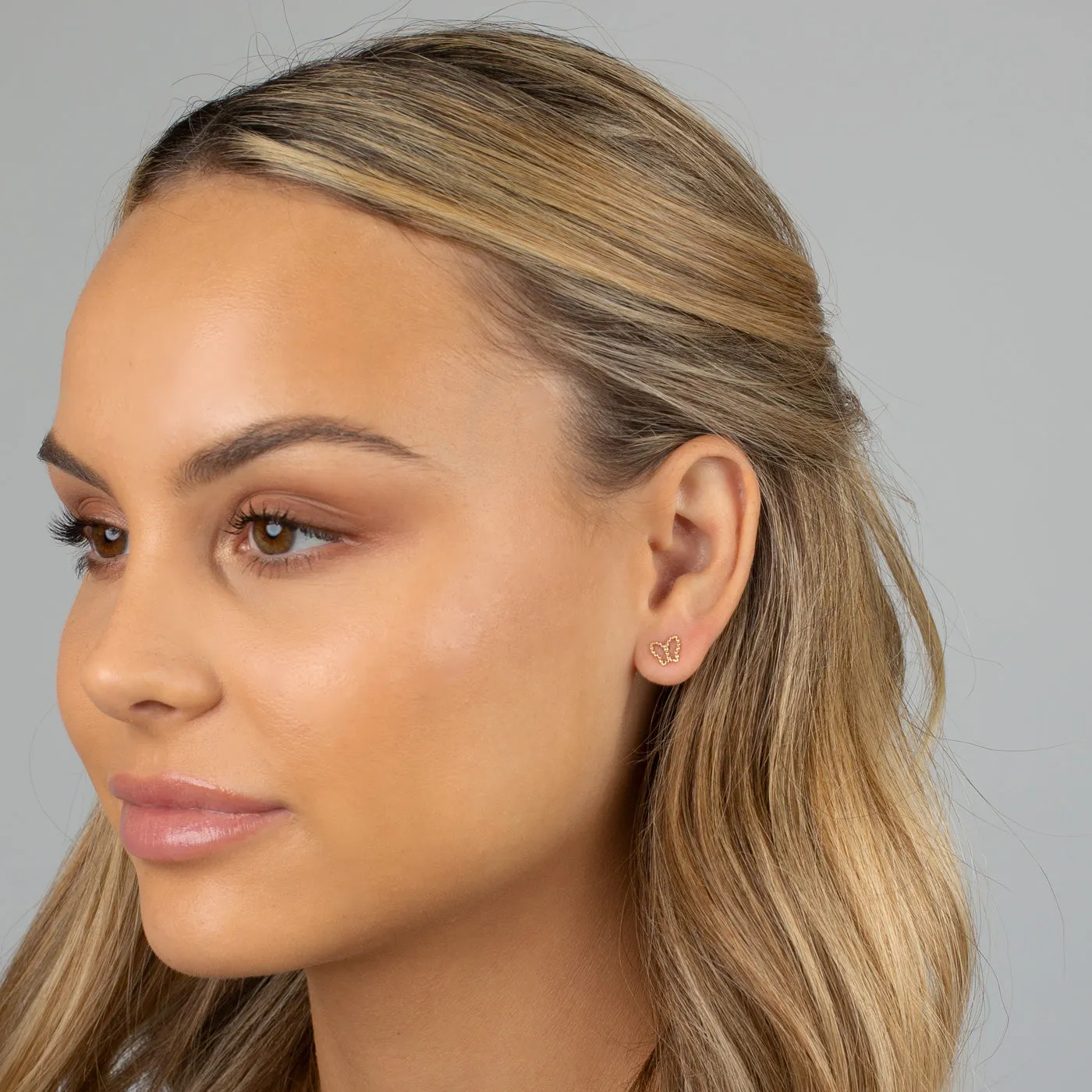 Beaded Butterfly Cutout Stud Earring 14K sold by Adina Eden's product image thumbnail 4