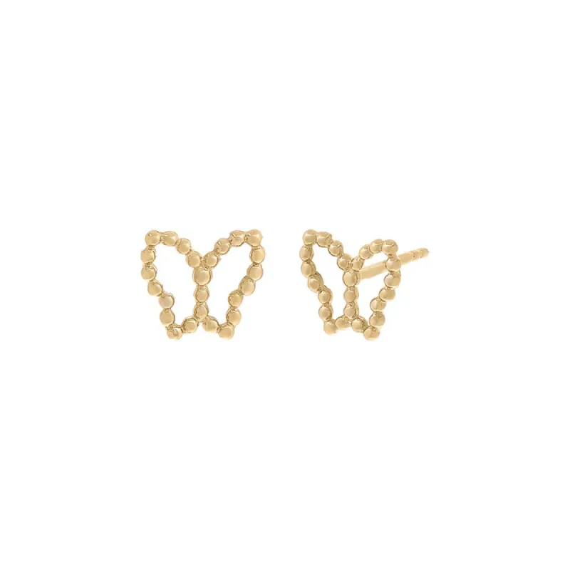 Beaded Butterfly Cutout Stud Earring 14K sold by Adina Eden's