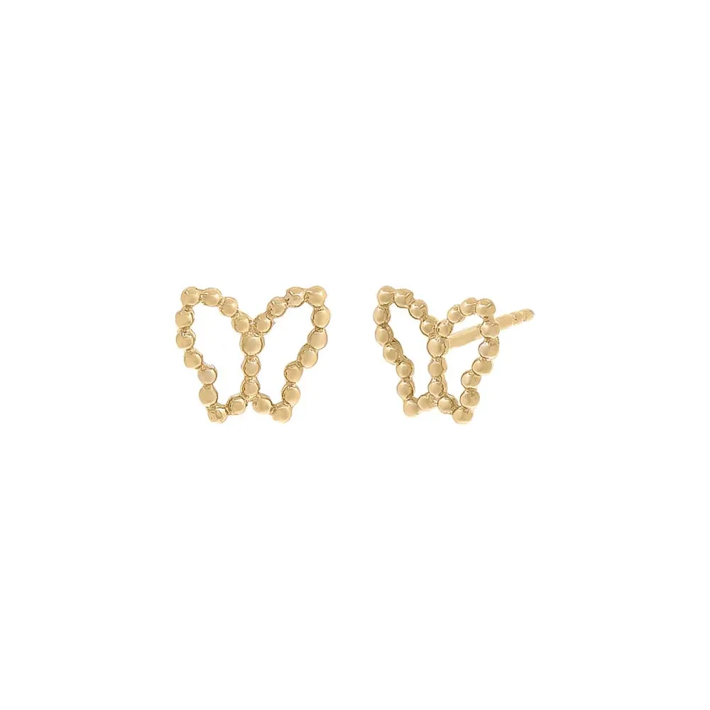 Beaded Butterfly Cutout Stud Earring 14K sold by Adina Eden's