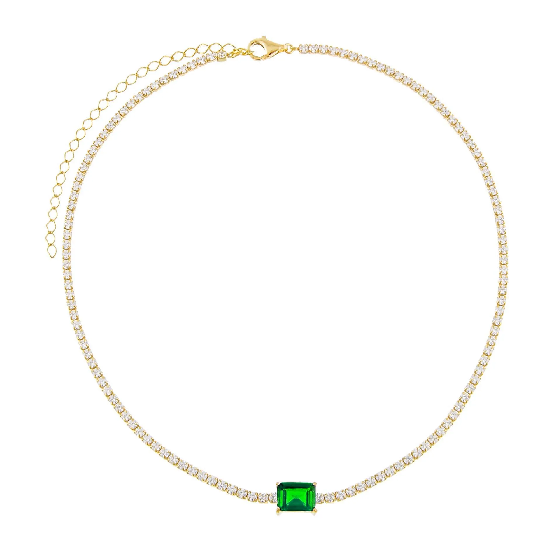 CZ Colored Baguette Tennis Choker sold by Adina Eden's product image thumbnail 4