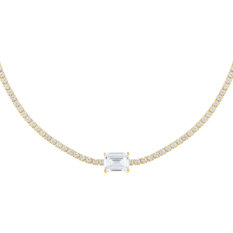 CZ Colored Baguette Tennis Choker sold by Adina Eden's