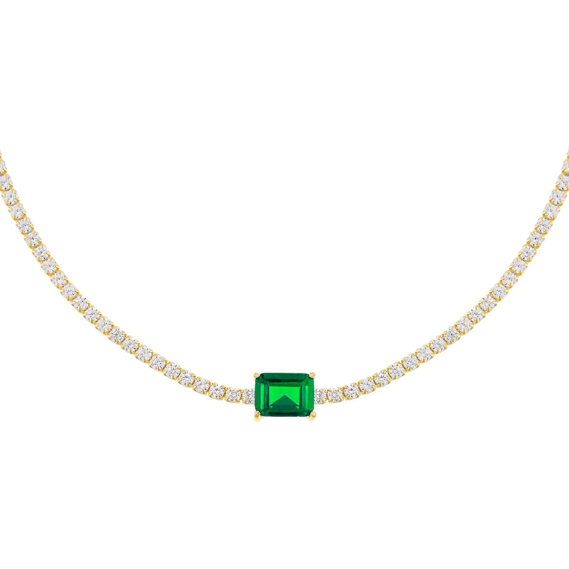 CZ Colored Baguette Tennis Choker sold by Adina Eden's product image thumbnail 3