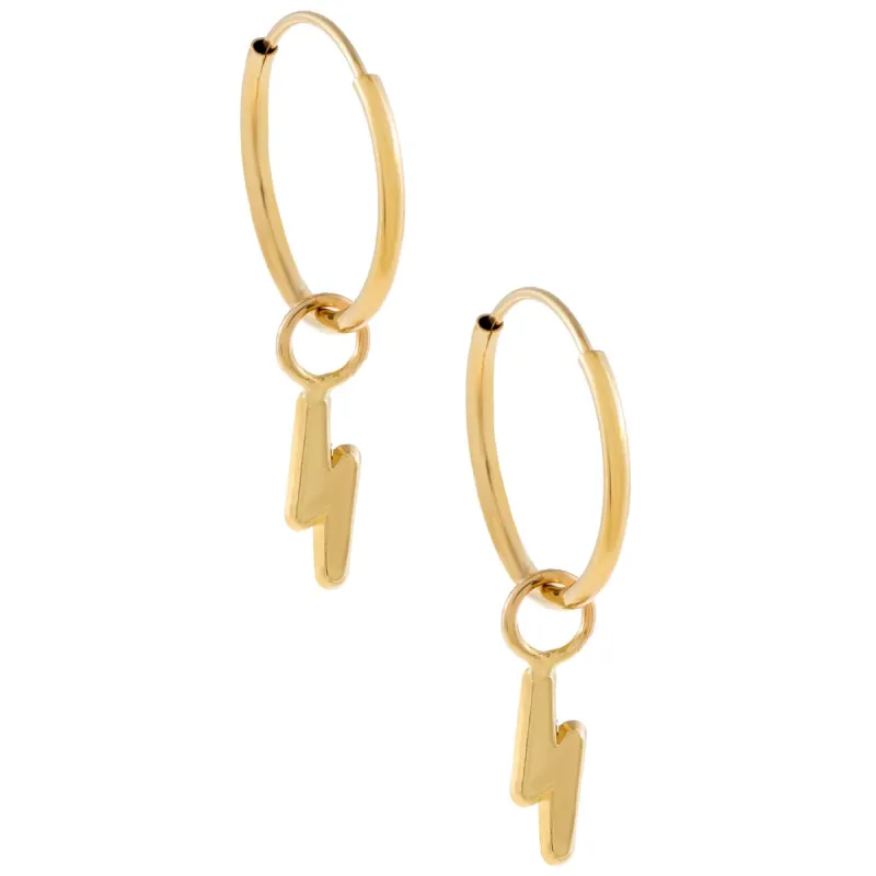 Lightning Bolt Hoop Earring 14K sold by Adina Eden's