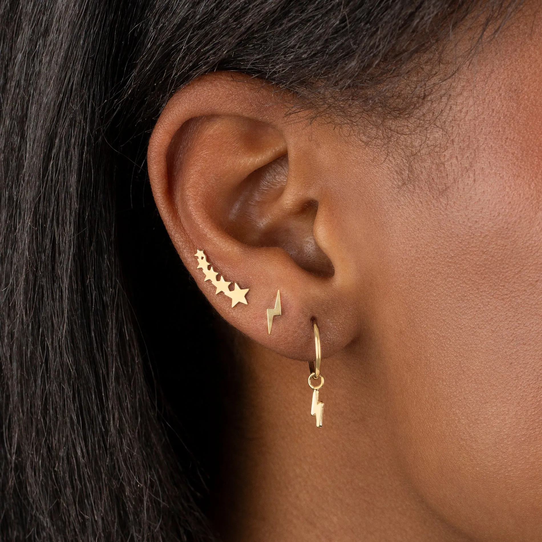 Lightning Bolt Hoop Earring 14K sold by Adina Eden's product image thumbnail 2
