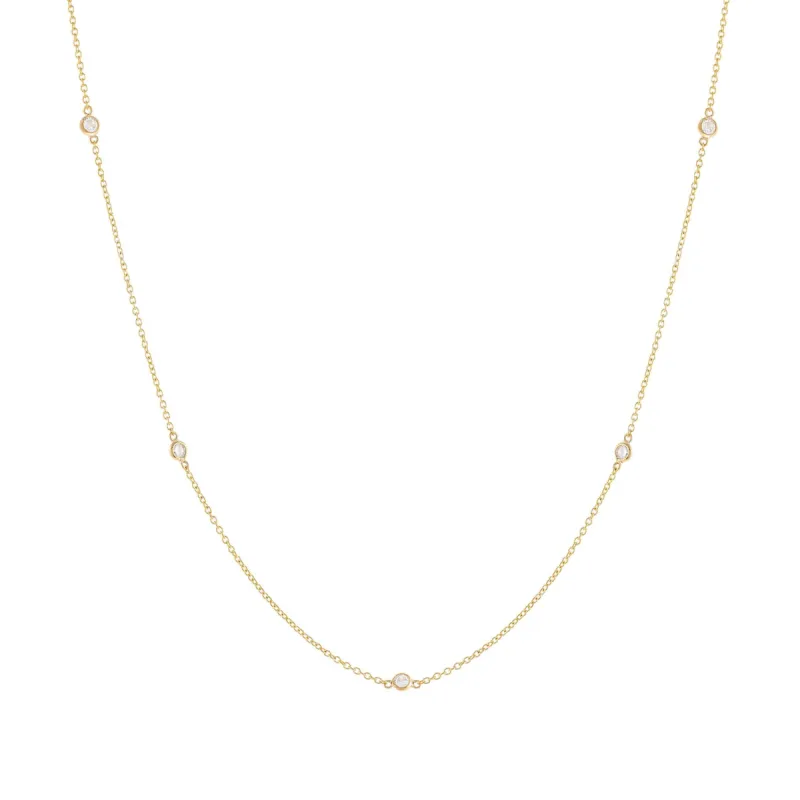 Diamond Bezel Necklace 14K sold by Adina Eden's