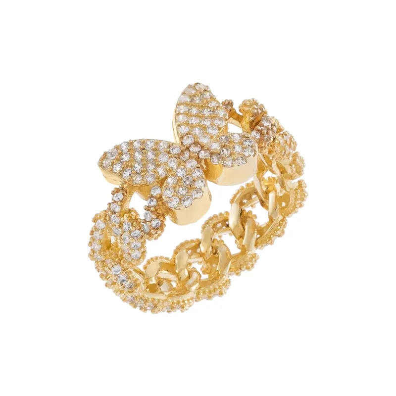 Pavé Butterfly Chain Link Ring sold by Adina Eden's