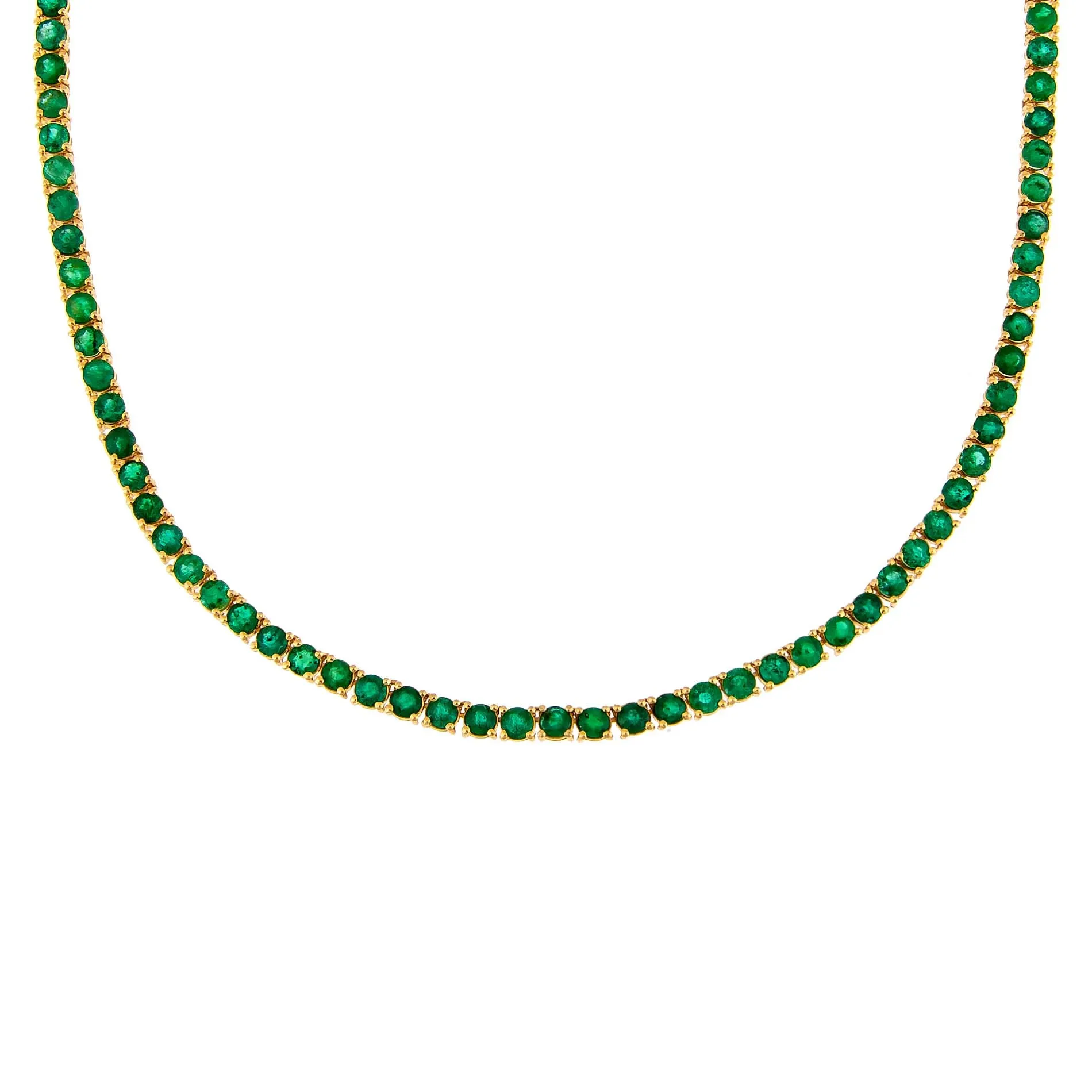 Emerald Tennis Necklace 14K sold by Adina Eden's
