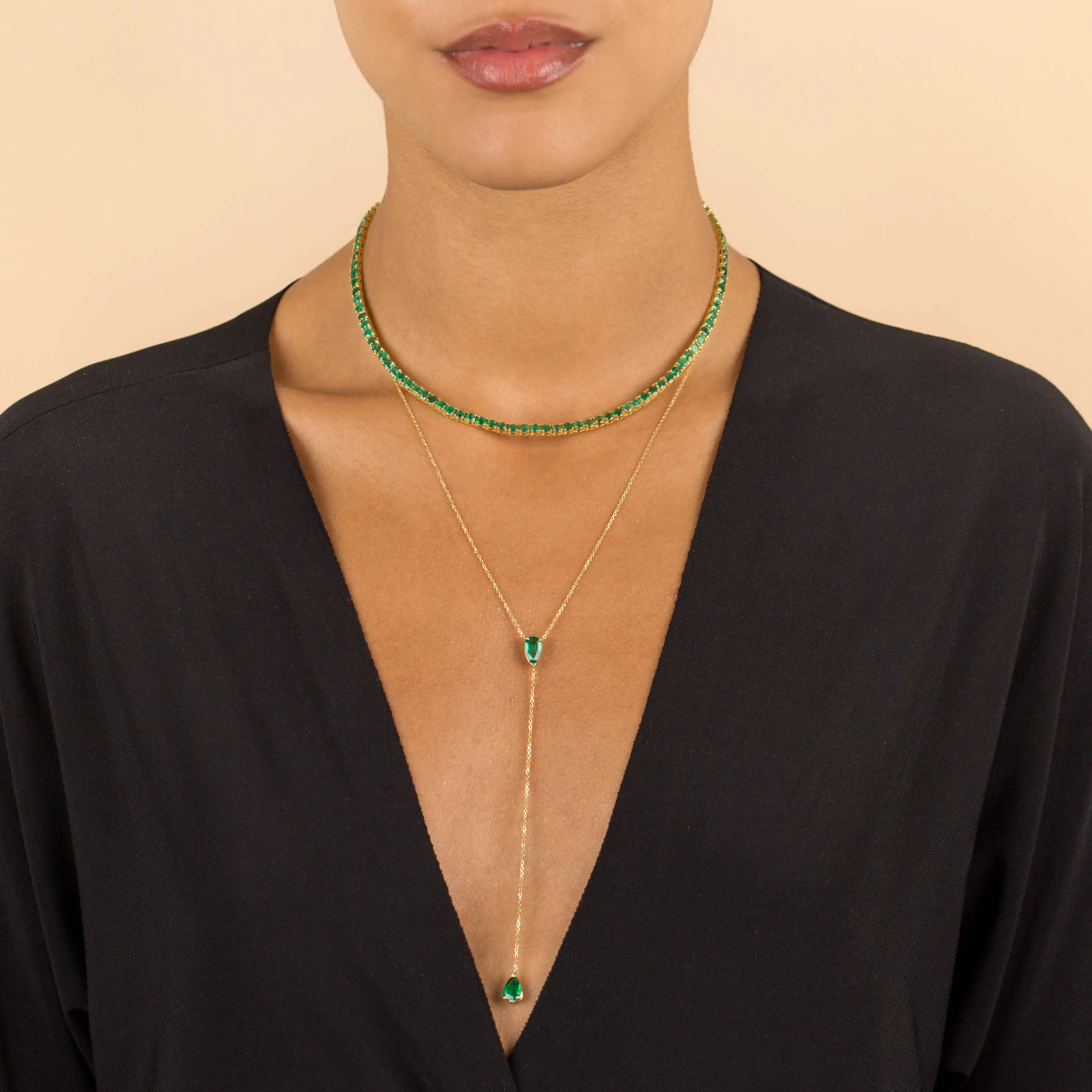 Emerald Tennis Necklace 14K sold by Adina Eden's product image thumbnail 2
