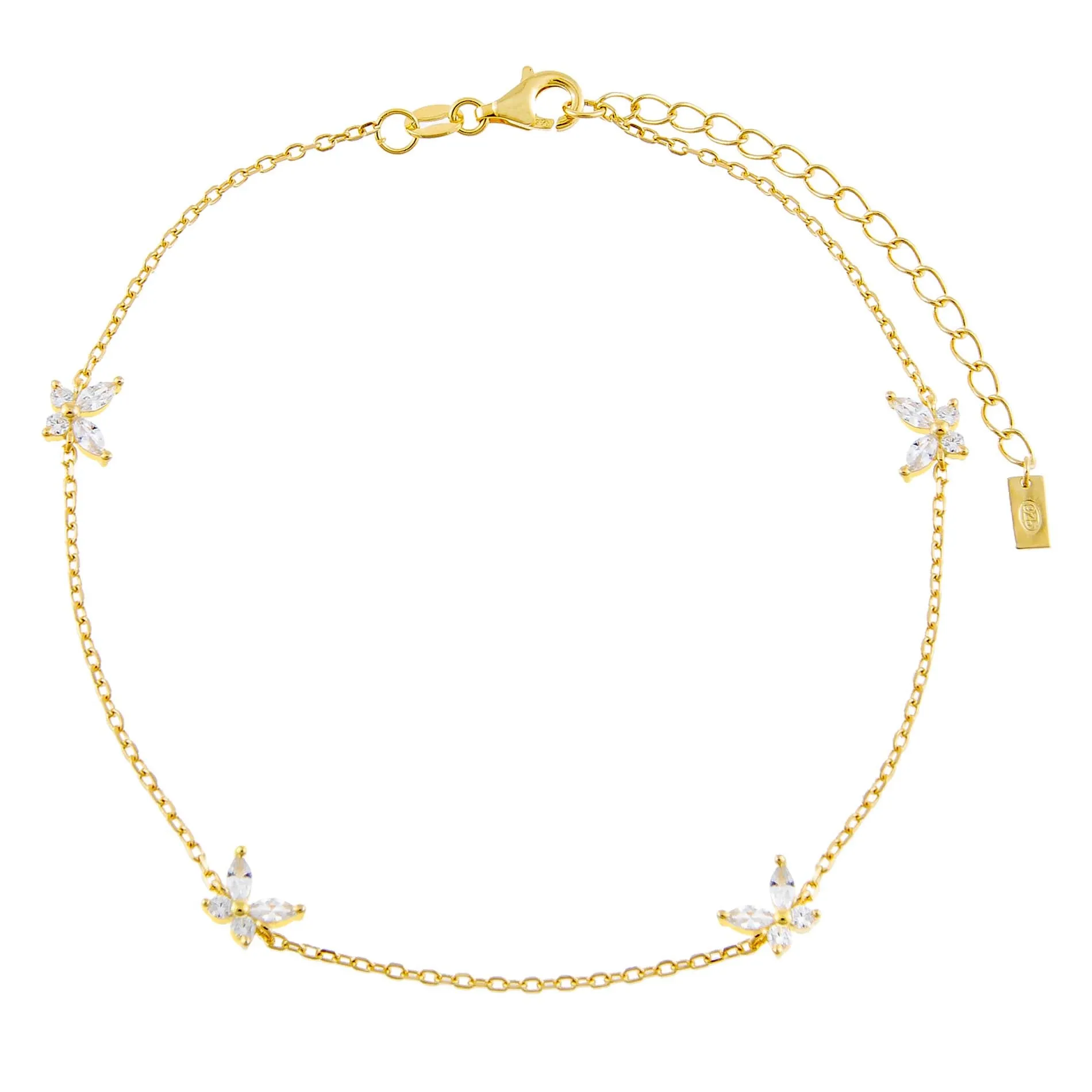 CZ Crystal Multi Butterfly Anklet sold by Adina Eden's