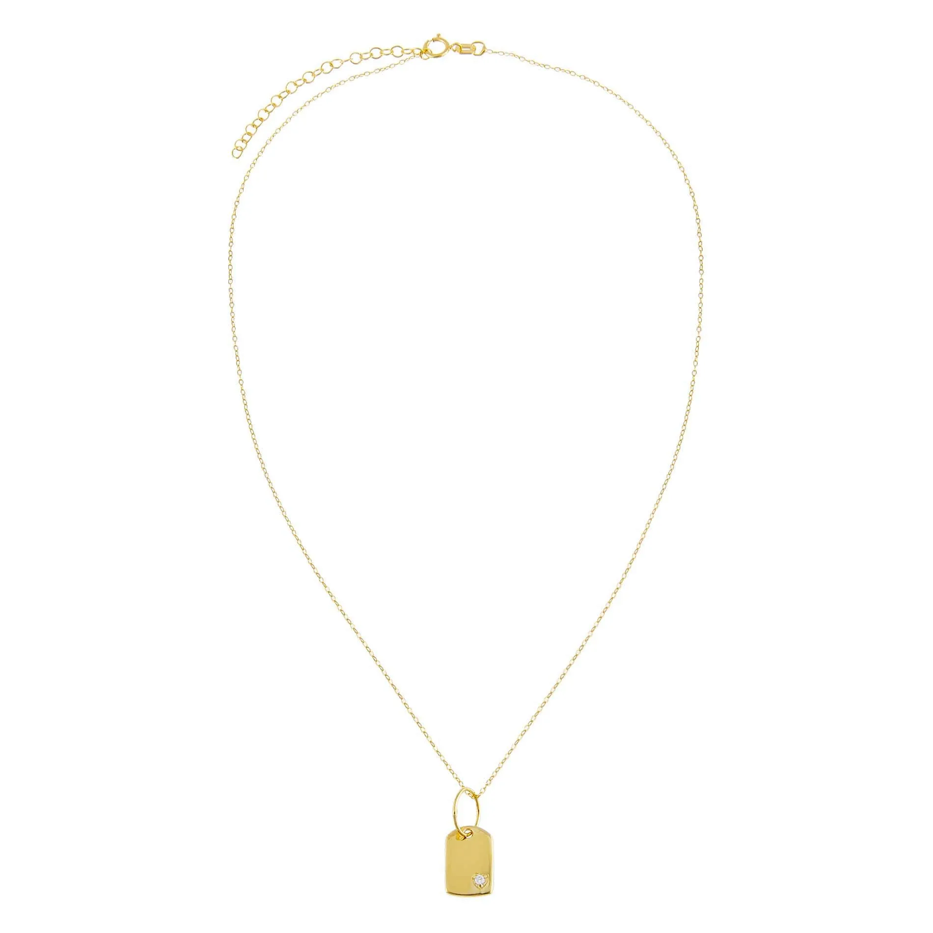 Engraved CZ Mini Heart Dog Tag Necklace sold by Adina Eden's product image thumbnail 2