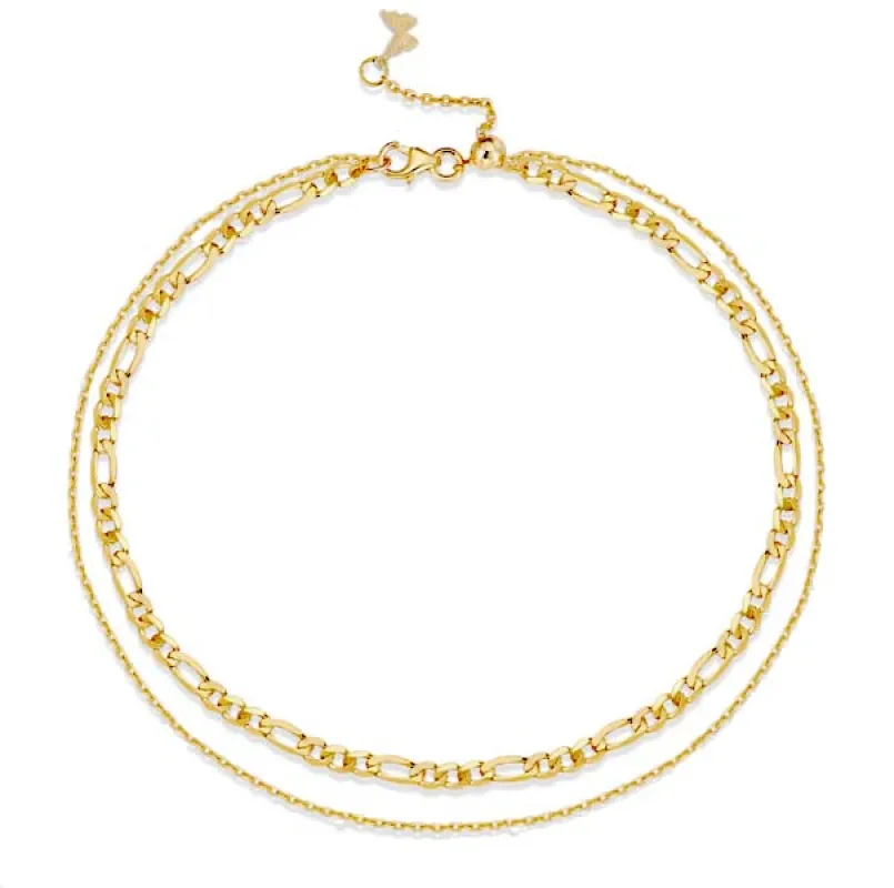 Two In One Figaro X Ball Chain Necklace sold by Adina Eden's