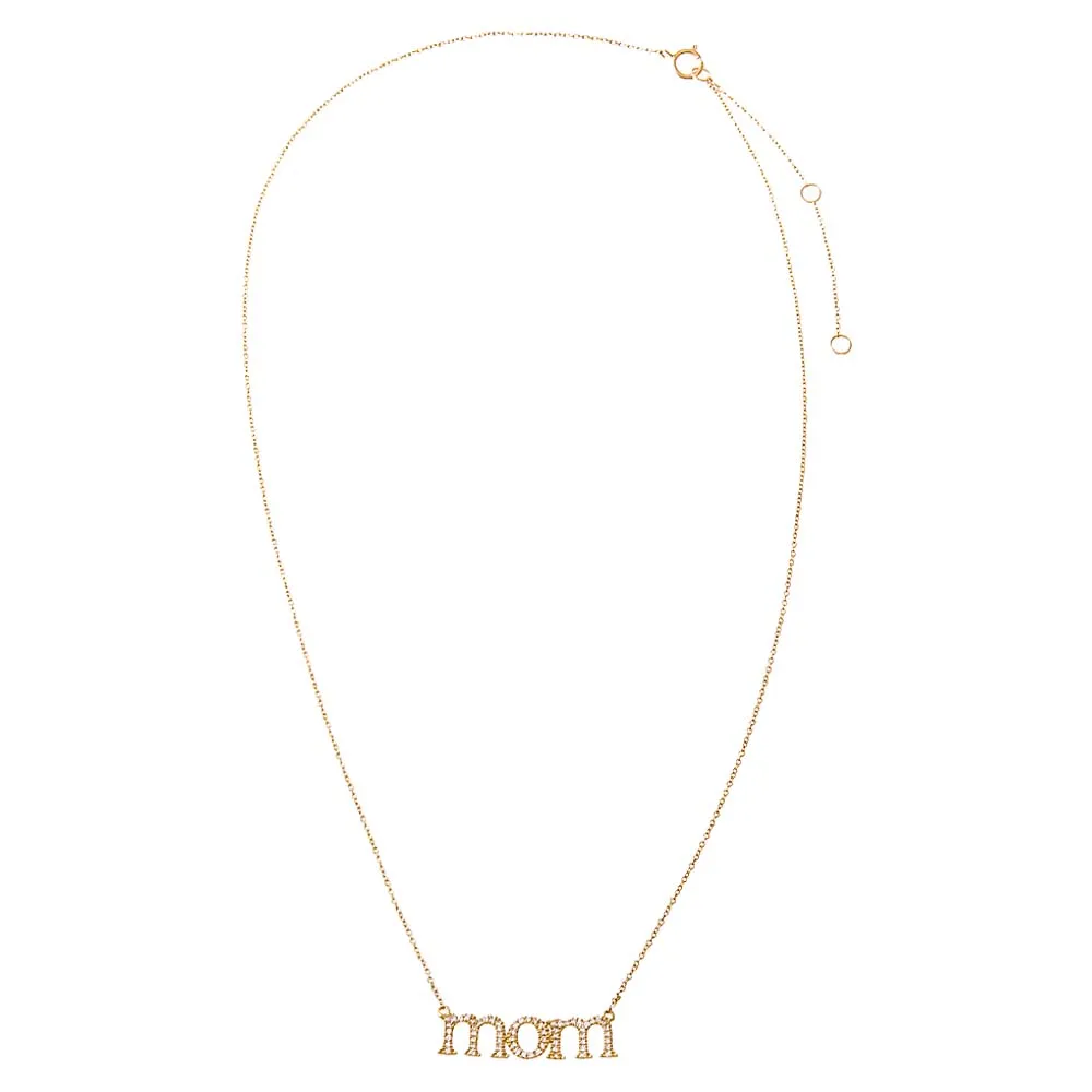 Diamond Pave "Mom" Necklace 14K sold by Adina Eden's product image thumbnail 2