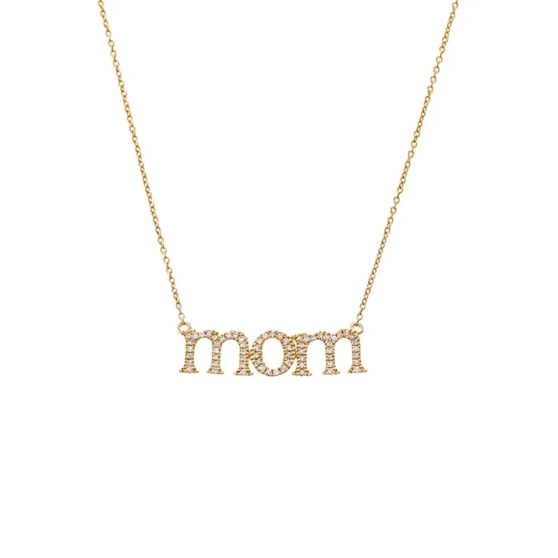 Diamond Pave "Mom" Necklace 14K sold by Adina Eden's