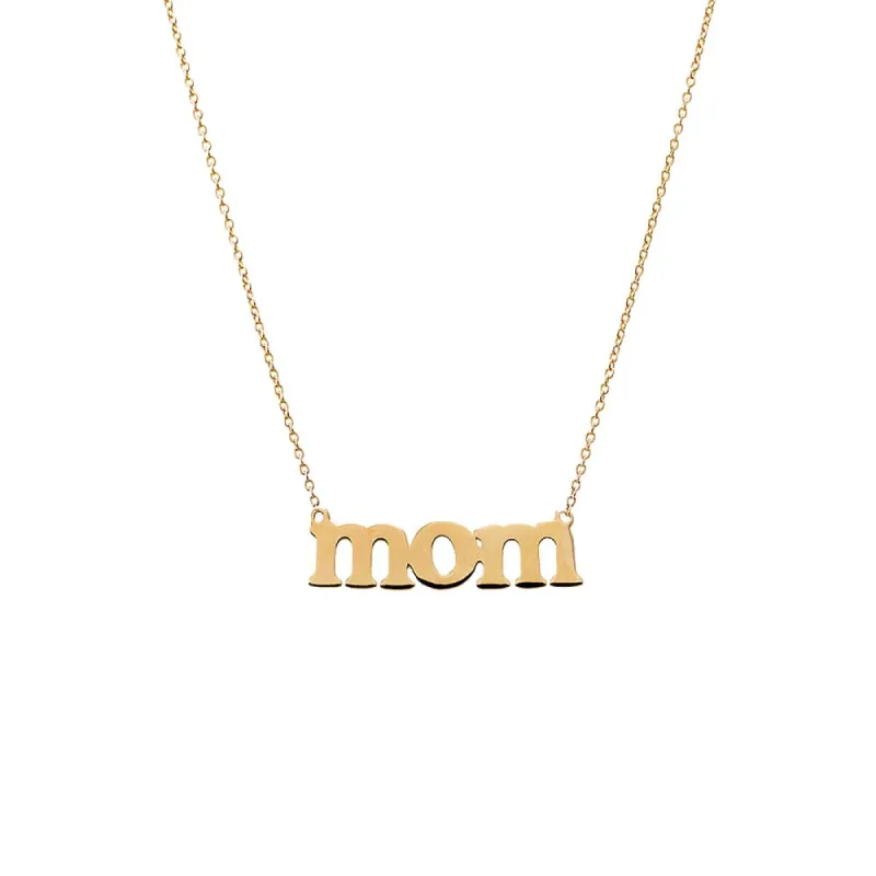 Solid Lowercase "MOM" Necklace 14K sold by Adina Eden's