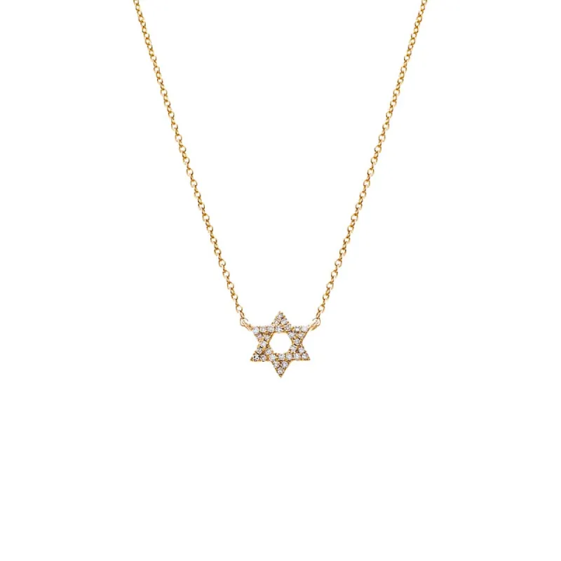 Mini Diamond Star of David Necklace 14K sold by Adina Eden's