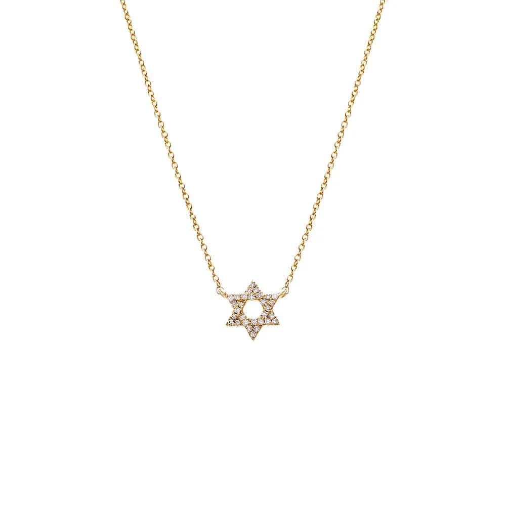 Mini Diamond Star of David Necklace 14K sold by Adina Eden's