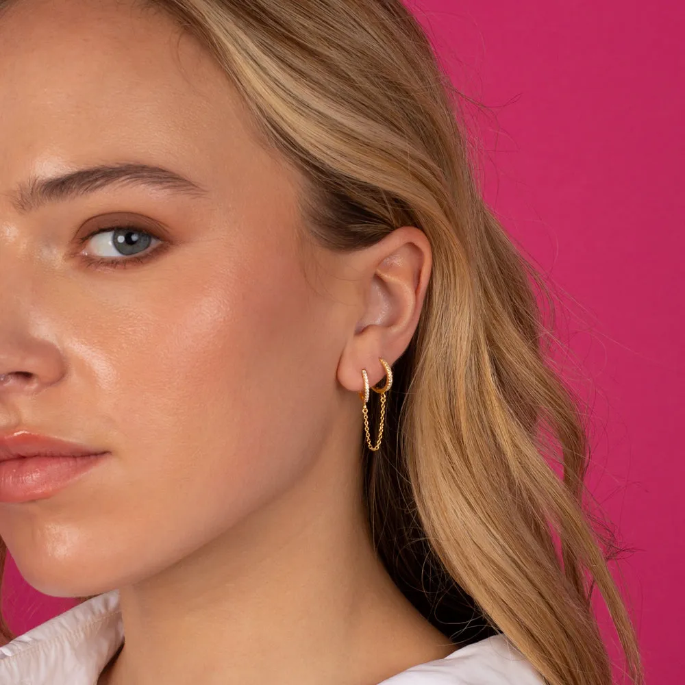 CZ Double Huggie Chain Earring sold by Adina Eden's product image thumbnail 4