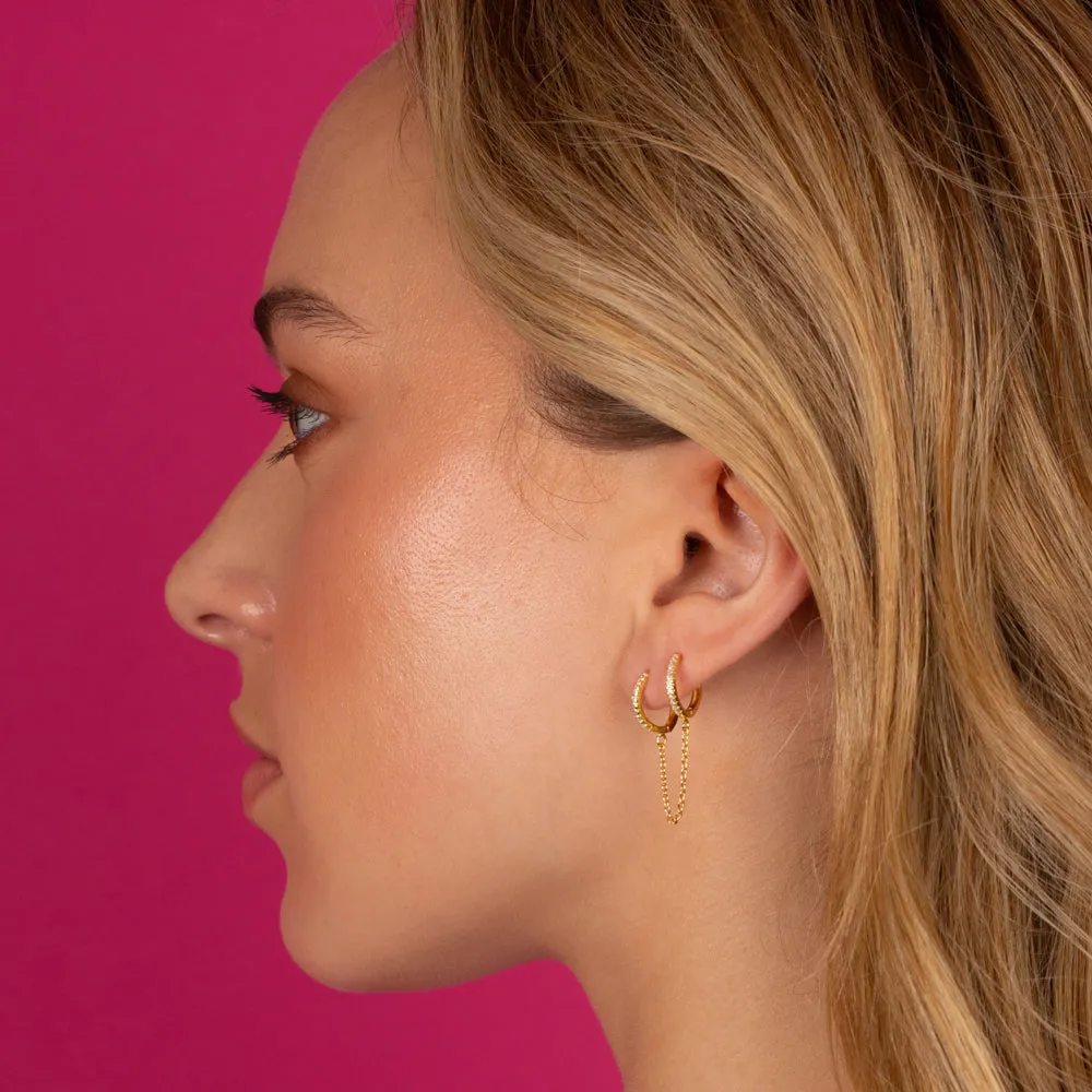 CZ Double Huggie Chain Earring sold by Adina Eden's product image thumbnail 3