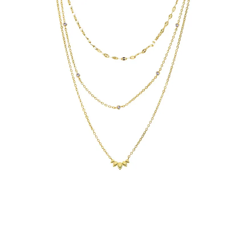 Three In One Dainty CZ Chain Necklace sold by Adina Eden's