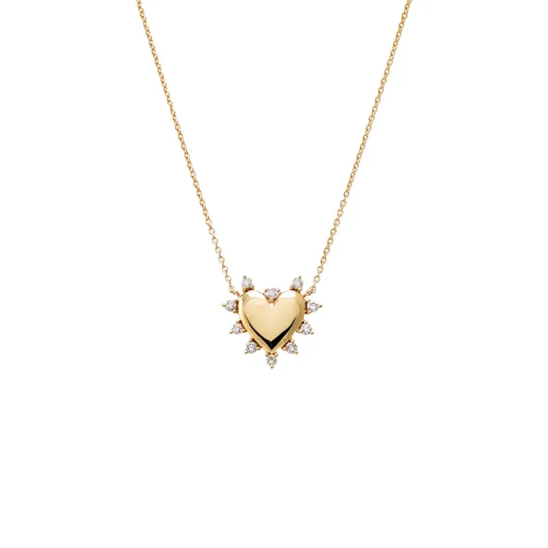 Scattered Diamond Outline Heart Necklace 14K sold by Adina Eden's