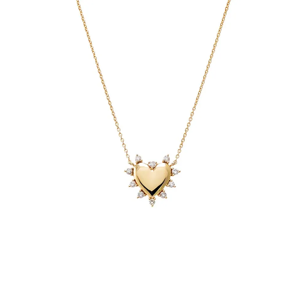 Scattered Diamond Outline Heart Necklace 14K sold by Adina Eden's