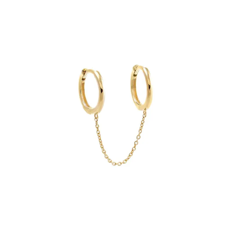 Solid Chain Double Huggie Earring 14K sold by Adina Eden's