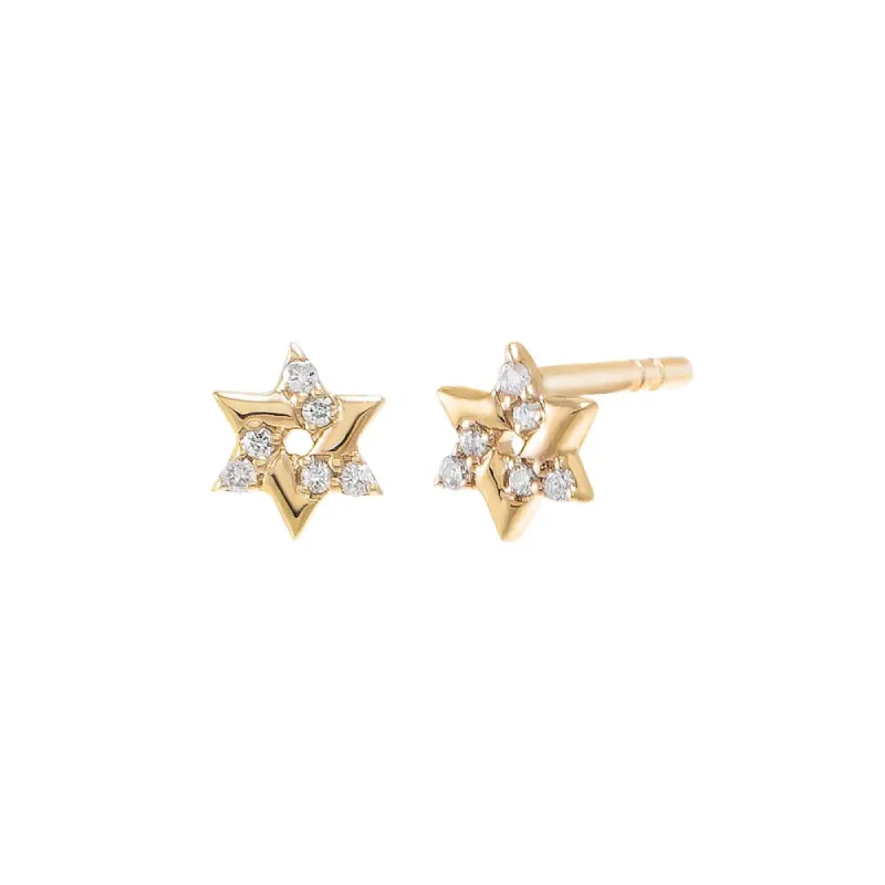 Diamond Pave Itty Bitty Star Of David Stud Earring 14K sold by Adina Eden's