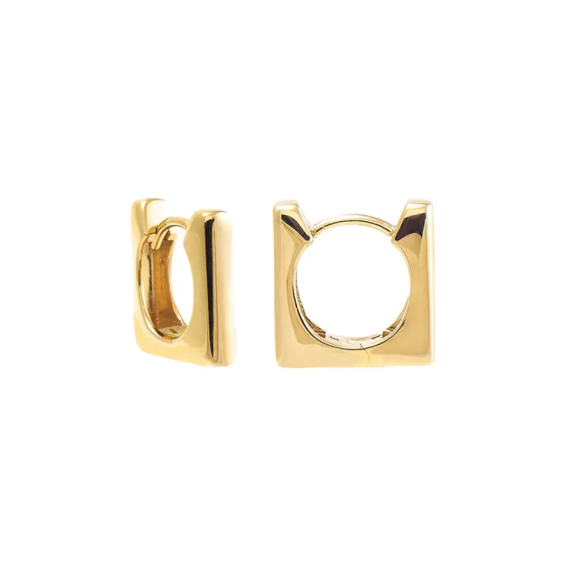 Solid Square Huggie Earring 14K sold by Adina Eden's