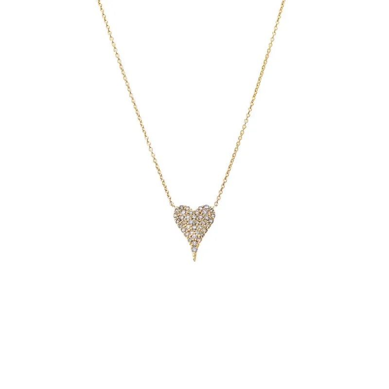 Diamond Pave Elongated Heart Pendant Necklace 14K sold by Adina Eden's