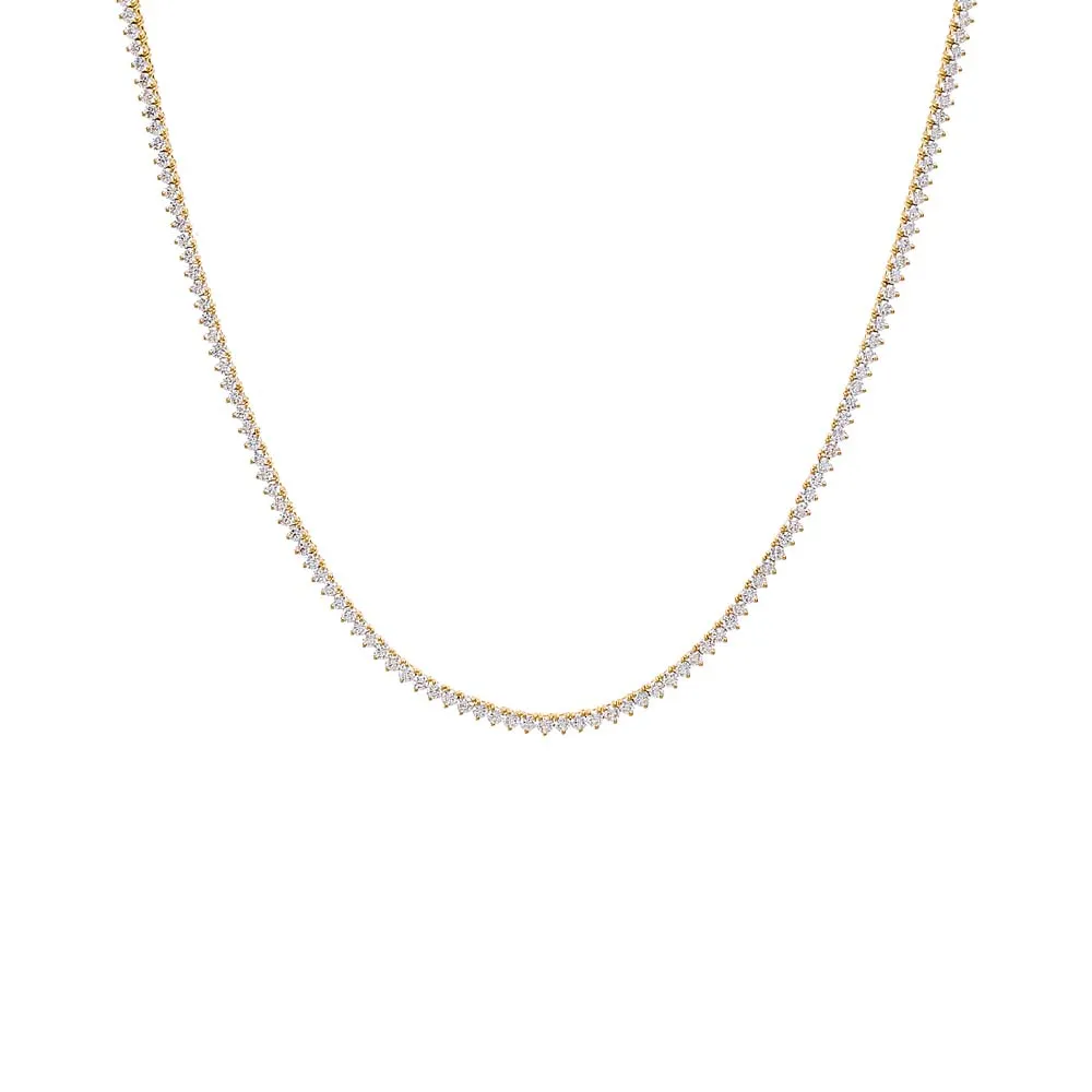 Lab Grown Diamond Three Prong Tennis Necklace 14K sold by Adina Eden's