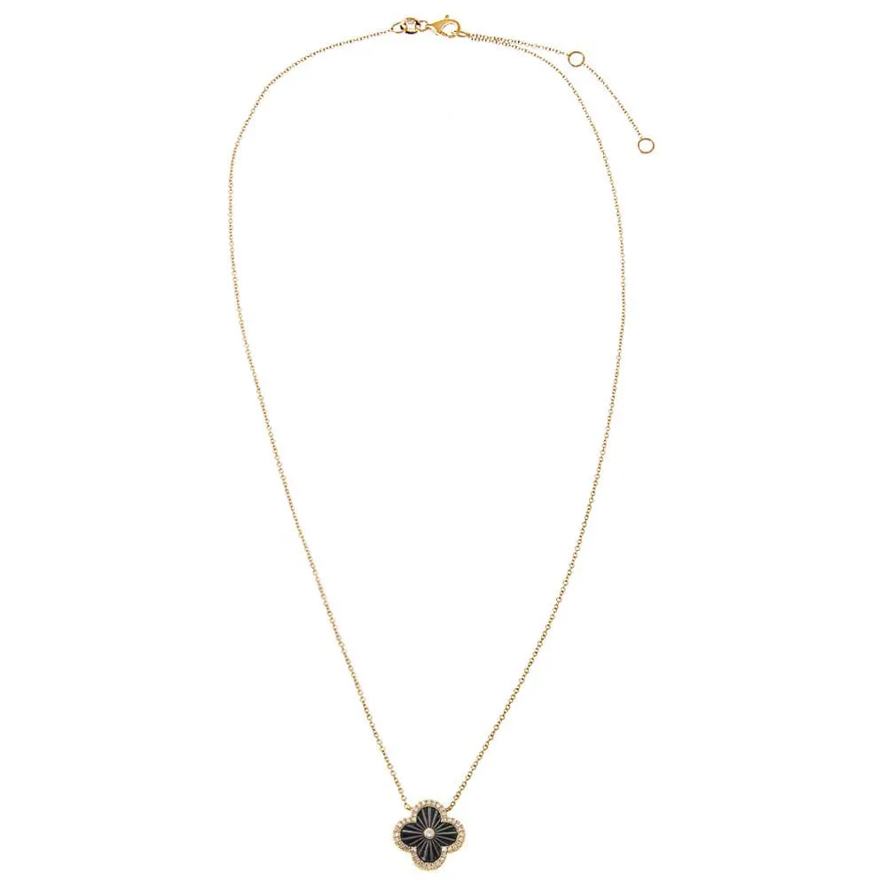 Diamond Pave Outline Colored Stone Pendant Necklace 14K sold by Adina Eden's product image thumbnail 3