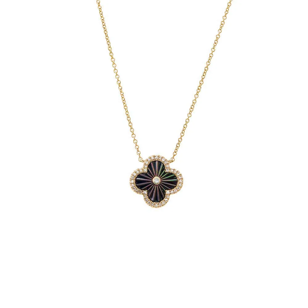 Diamond Pave Outline Colored Stone Pendant Necklace 14K sold by Adina Eden's