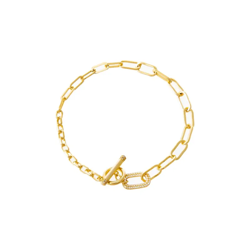 Pave Accented Toggle Multi Chain Bracelet sold by Adina Eden's