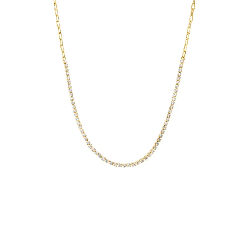 CZ Half Tennis Link Necklace sold by Adina Eden's