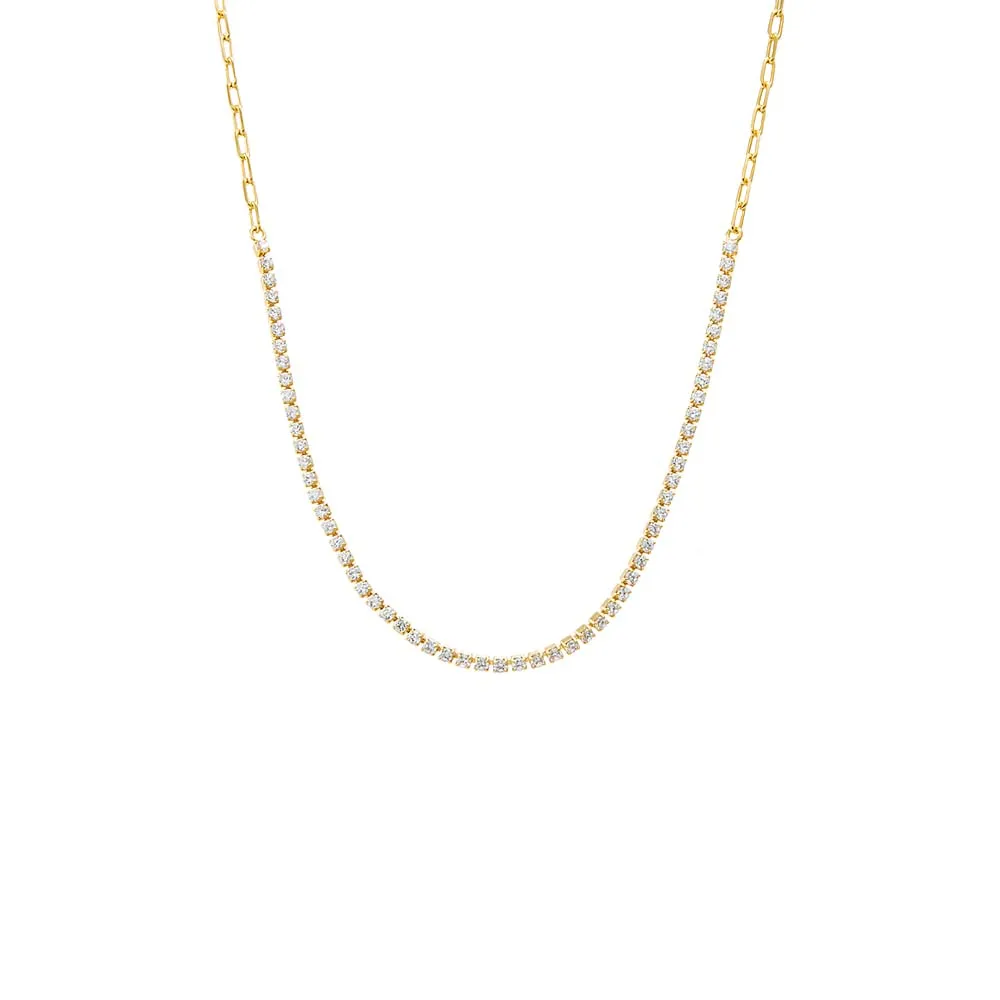 CZ Half Tennis Link Necklace sold by Adina Eden's