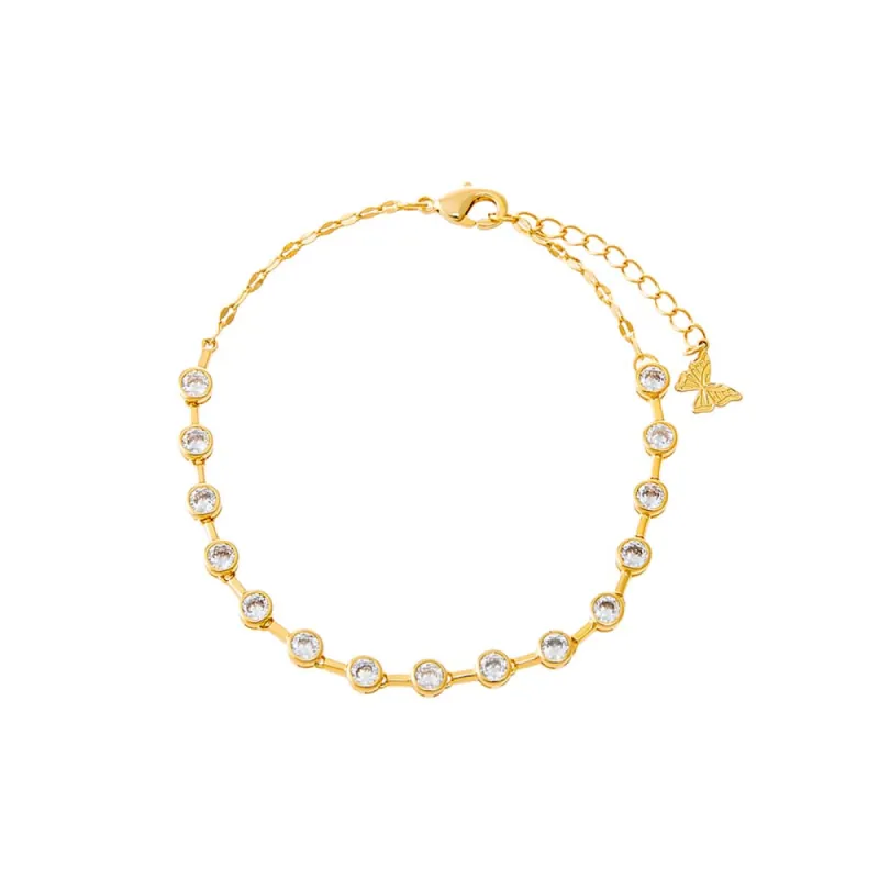 CZ Bezel Half Link Bracelet sold by Adina Eden's