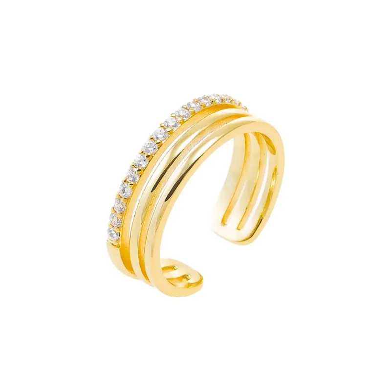 Pave Accented Triple Row Adjustable Ring sold by Adina Eden's