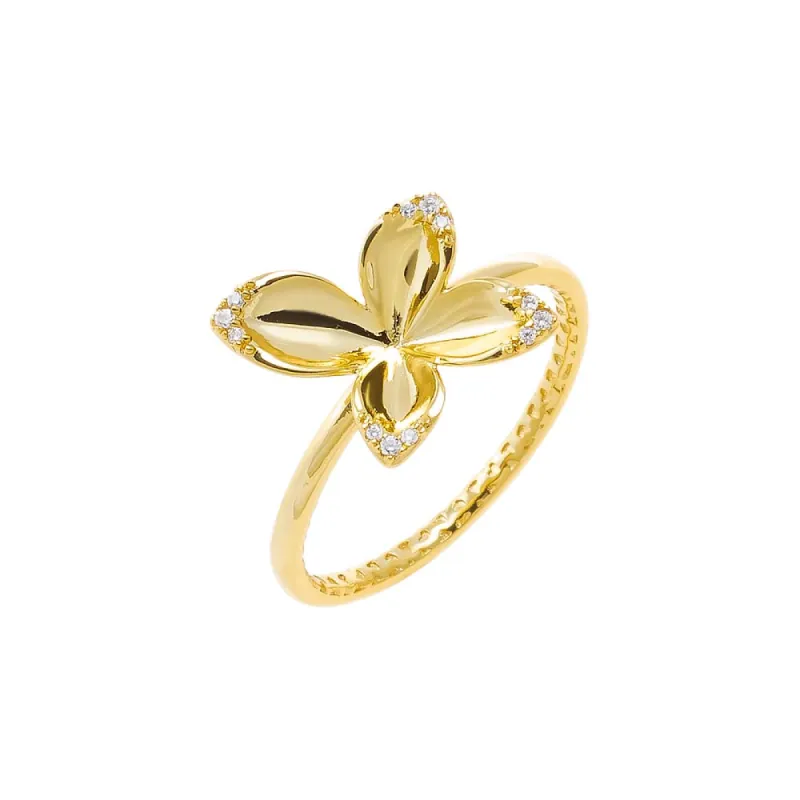 Pave Accented Four Leaf Flower Ring sold by Adina Eden's