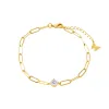 CZ Solitaire Four Prong Paperclip Bracelet sold by Adina Eden's