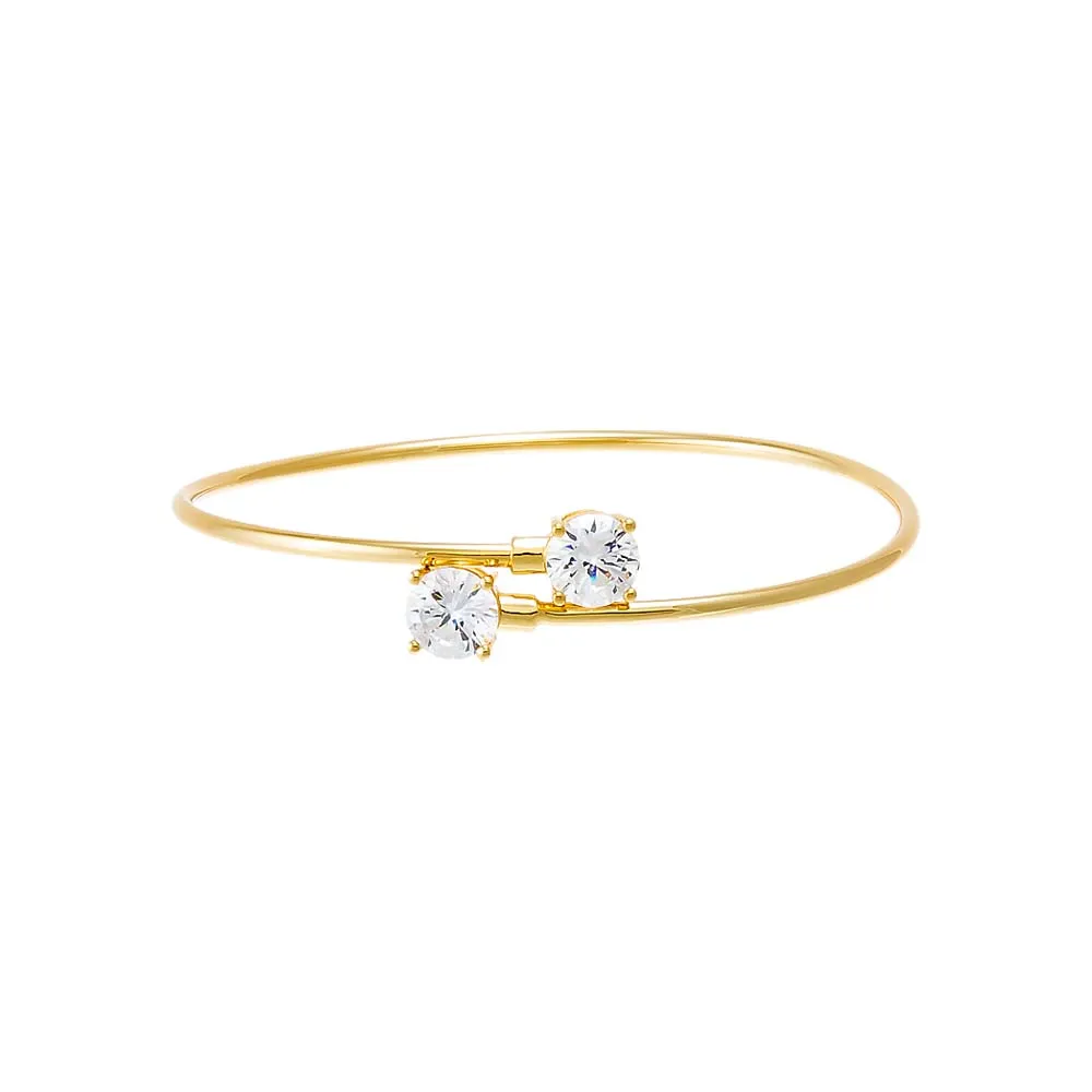 Double CZ Solitaire Criss Cross Bangle Bracelet sold by Adina Eden's