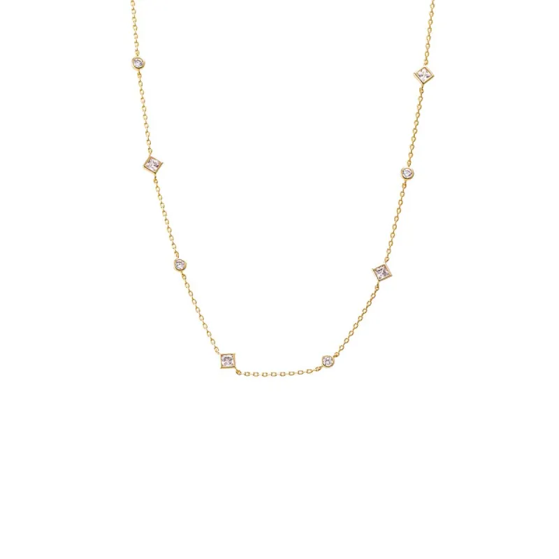 CZ Bezel Multi Shape Necklace sold by Adina Eden's