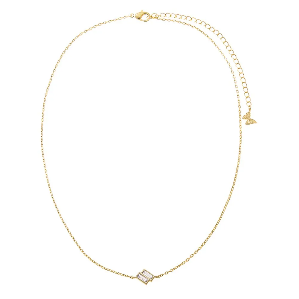 Double CZ Baguette Bezel Pendant Necklace sold by Adina Eden's product image thumbnail 2