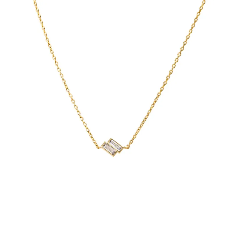 Double CZ Baguette Bezel Pendant Necklace sold by Adina Eden's