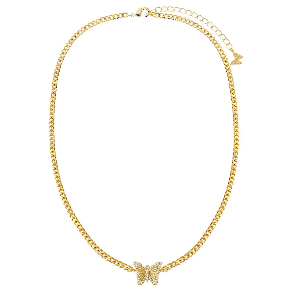 Pave Outlined Butterfly Ridged Pendant Necklace sold by Adina Eden's product image thumbnail 2