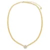 Pave Disc Cuban Link Pendant Necklace sold by Adina Eden's