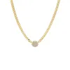 Pave Disc Cuban Link Pendant Necklace sold by Adina Eden's