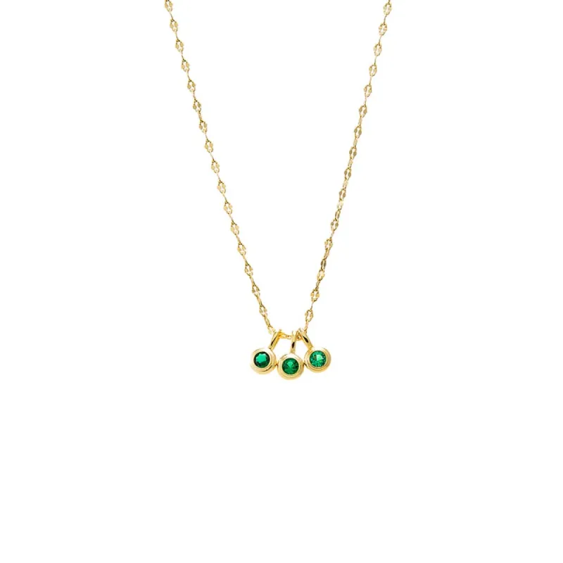 Colored CZ Triple Bezel Shaker Charm Necklace sold by Adina Eden's