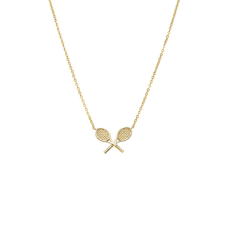 Solid Double Tennis Racket Pendant Necklace sold by Adina Eden's